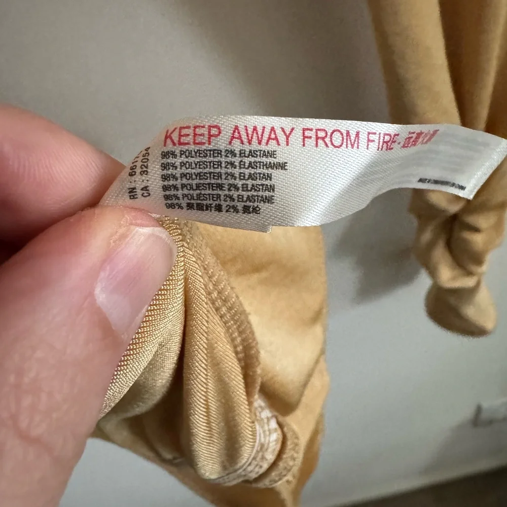 Free People metallic gold yellow bodysuit Ruched Sleeve Good Bodysuit size small - Picture 7 of 7